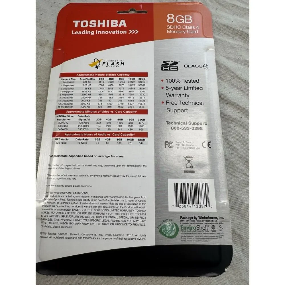 Toshiba 8GB SDHC Class 4 Memory Card Camera GPS MP3